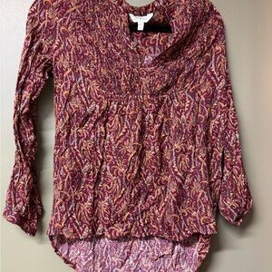 Lucky Brand Burgundy Paisley Blouse